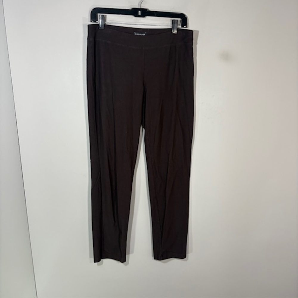 Eileen Fisher Dress Pants Womens S Brown Crepe Slim Tapered Pull On Stretch